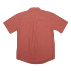 LL BEAN Mens Red Cotton Casual Shirt M Short Sleeve Button Pockets