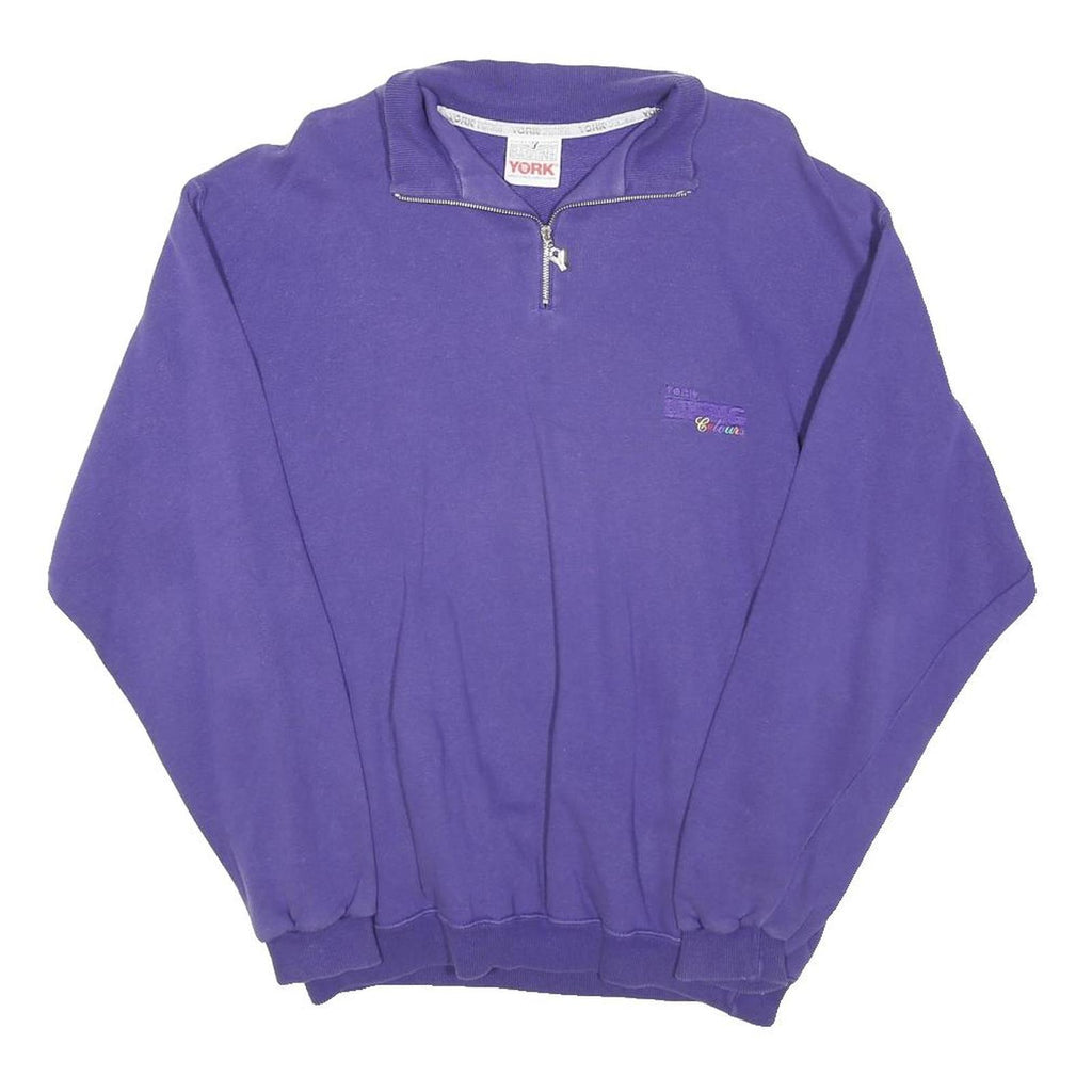 YORK Womens Purple Plain Pullover Jumper Crew Neck Cotton Blend M Casual Comfort