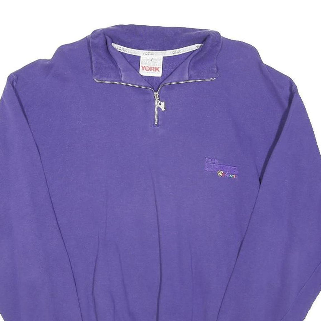 YORK Womens Purple Plain Pullover Jumper Crew Neck Cotton Blend M Casual Comfort