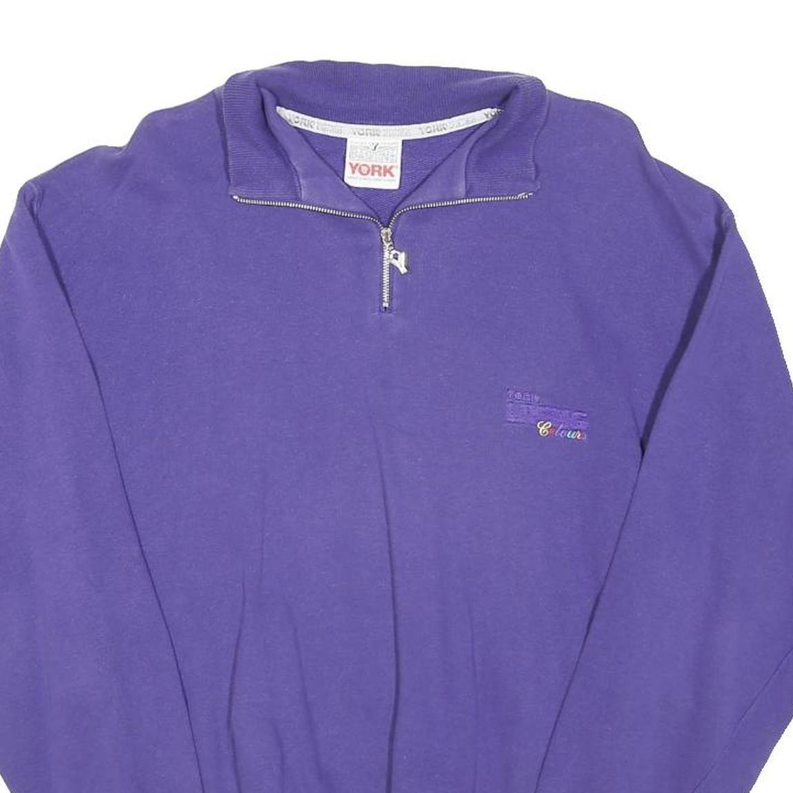 YORK Womens Purple Plain Pullover Jumper Crew Neck Cotton Blend M Casual Comfort