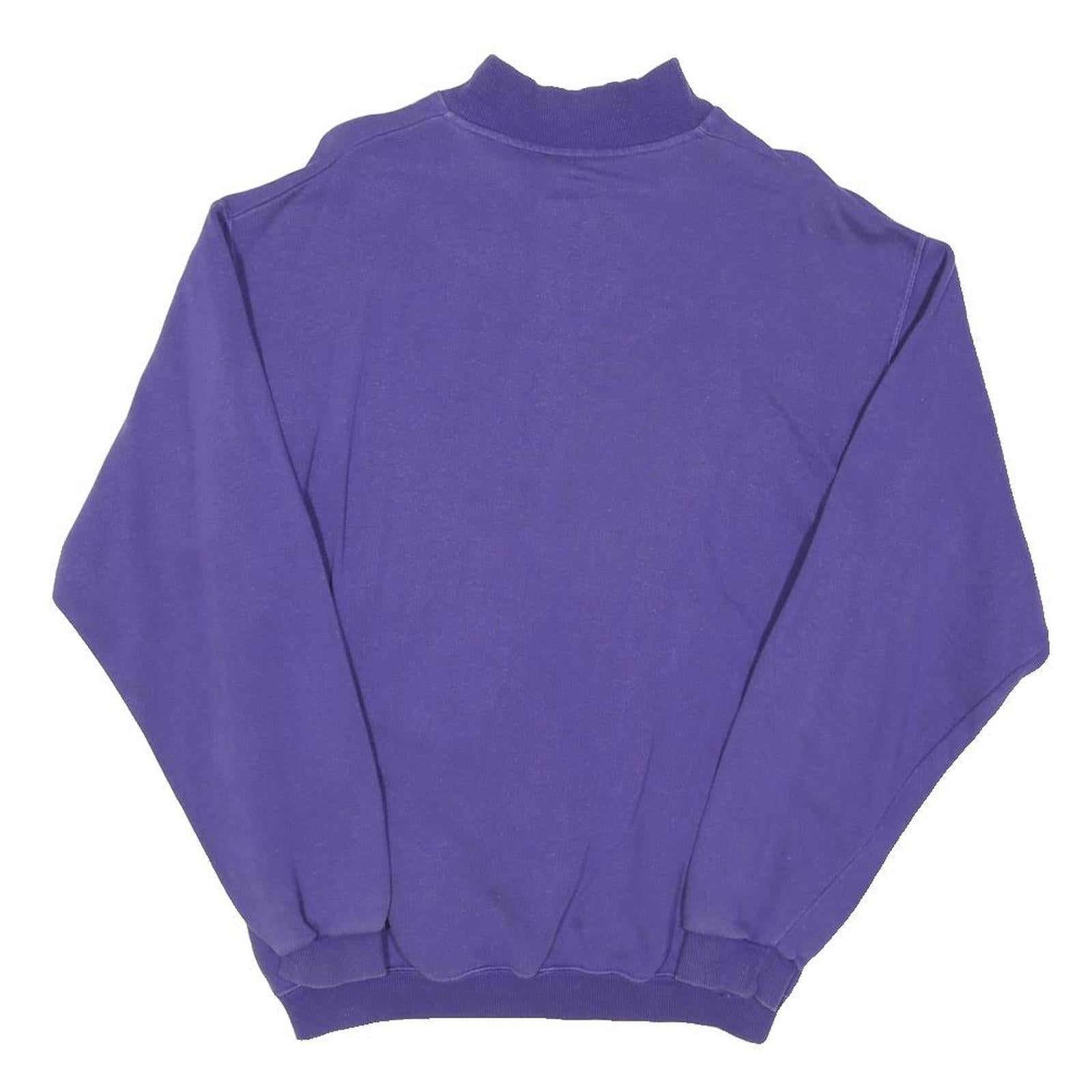 YORK Womens Purple Plain Pullover Jumper Crew Neck Cotton Blend M Casual Comfort