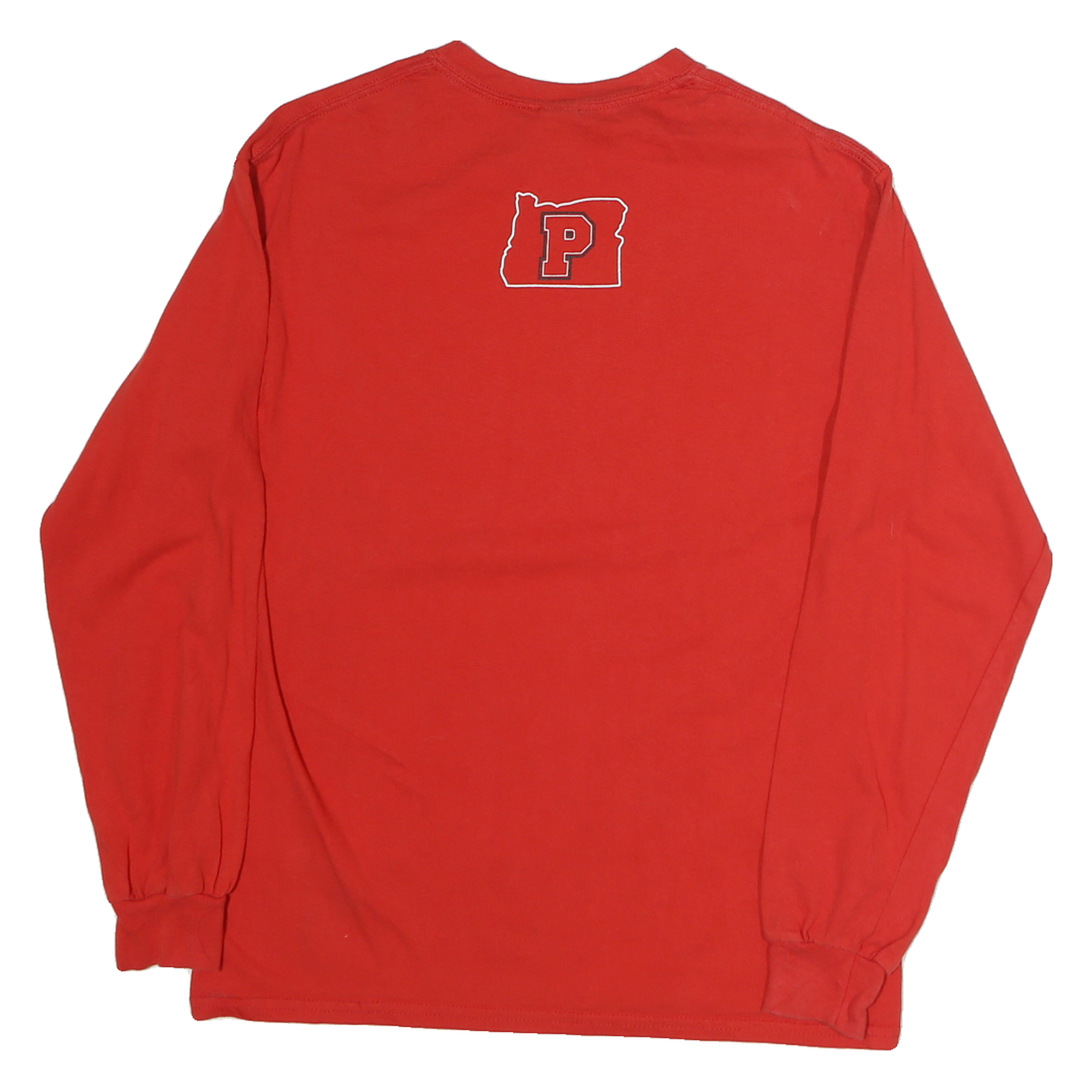 GILDAN Womens Red Pacific Softball Graphic T-Shirt M Long Sleeve Crew Neck