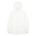 TOMMY HILFIGER Womens White Nylon Outdoor Jacket M Zip Hooded Plain
