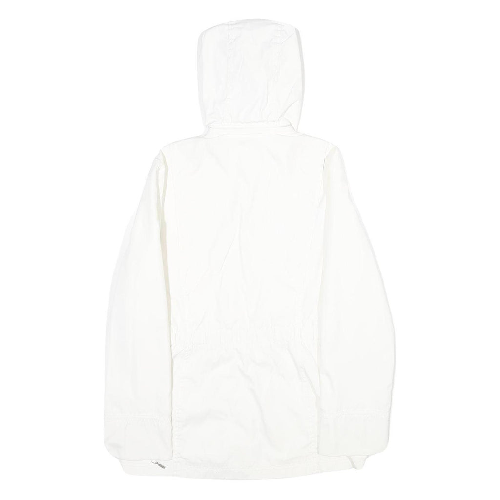 TOMMY HILFIGER Womens White Nylon Outdoor Jacket M Zip Hooded Plain