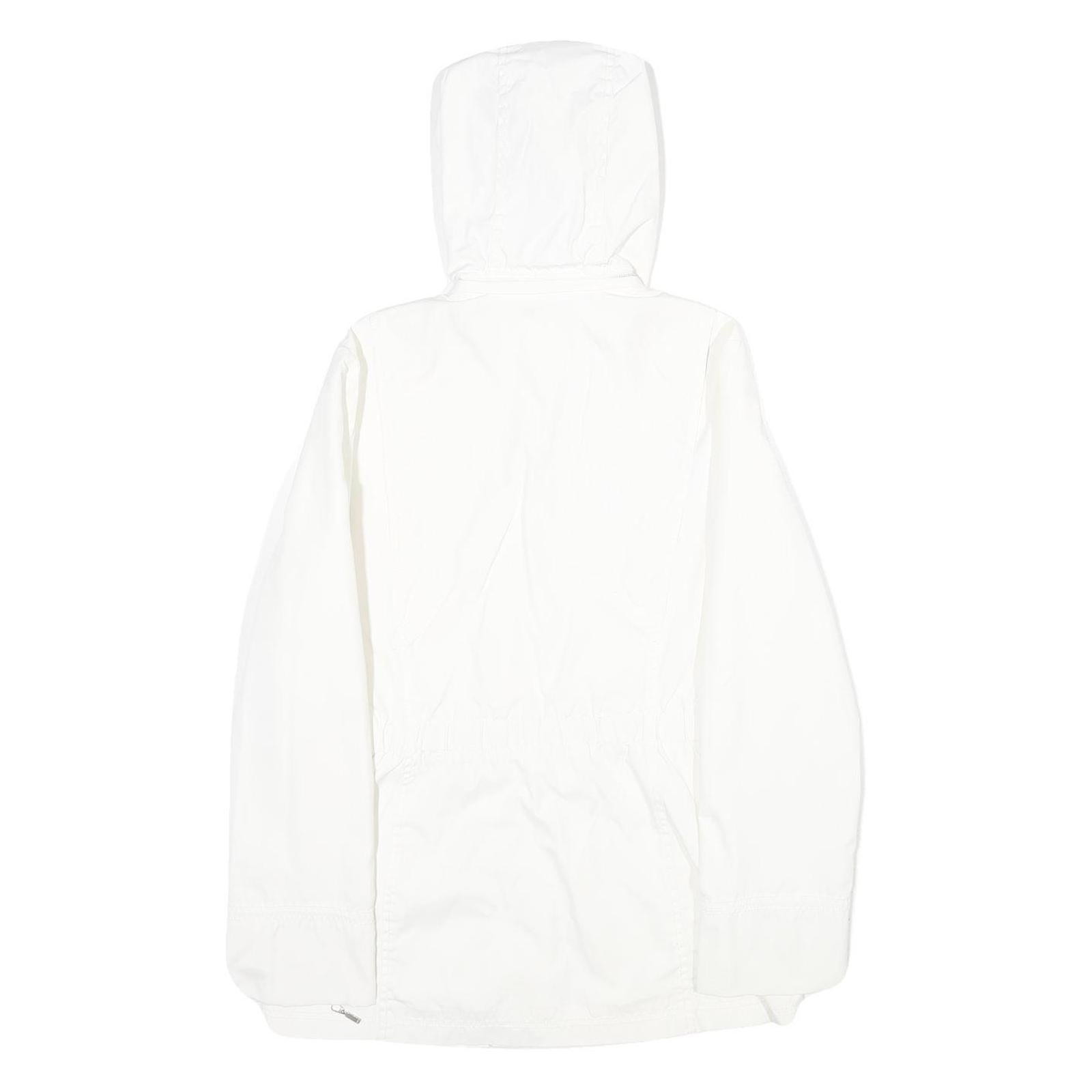 TOMMY HILFIGER Womens White Nylon Outdoor Jacket M Zip Hooded Plain