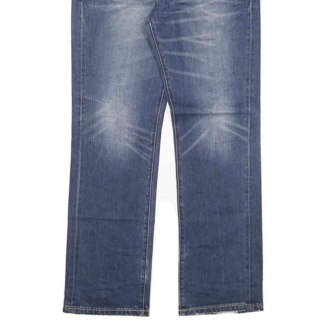 MONEY Mens Jeans Blue Regular Straight Denim Medium Wash W34 L32 Faded