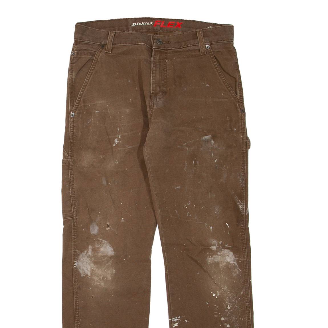 DICKIES Flex Mens Trousers Brown Regular Straight W30 L32