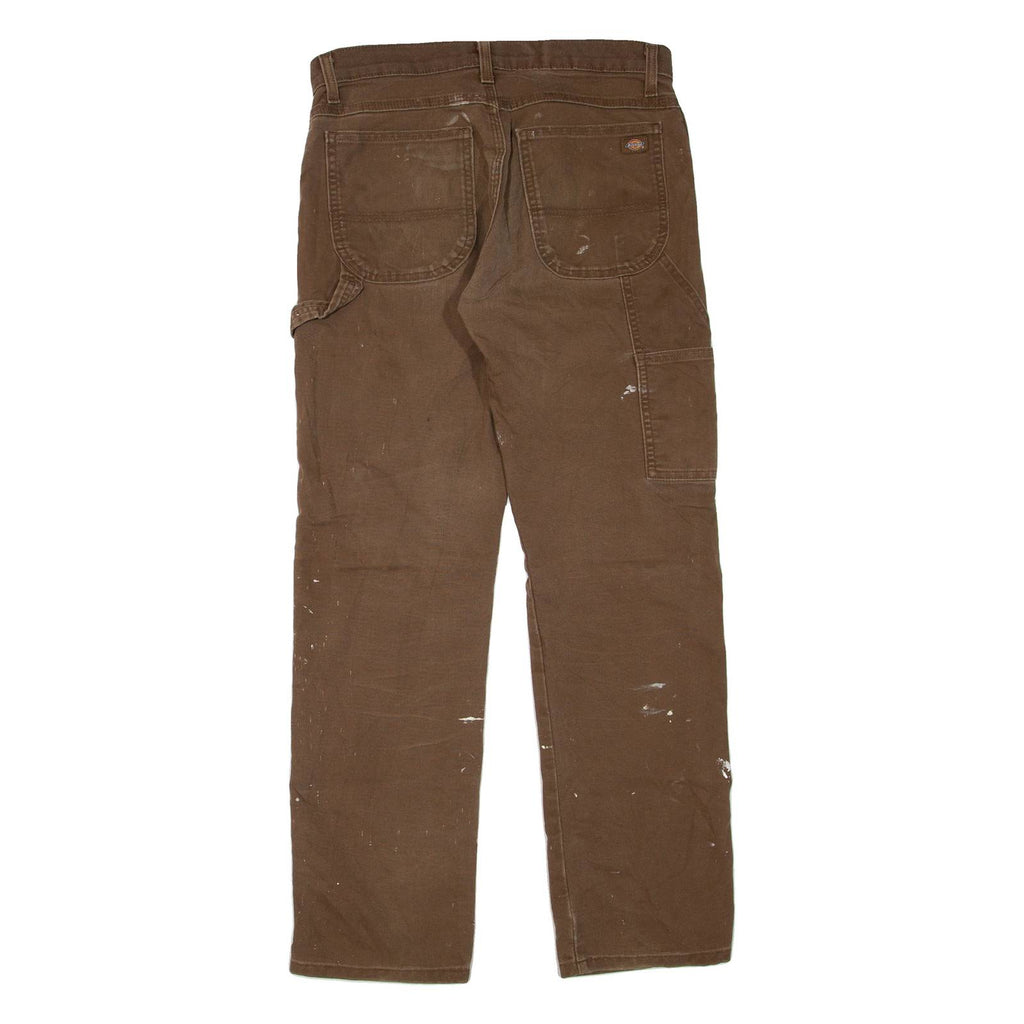 DICKIES Flex Mens Trousers Brown Regular Straight W30 L32