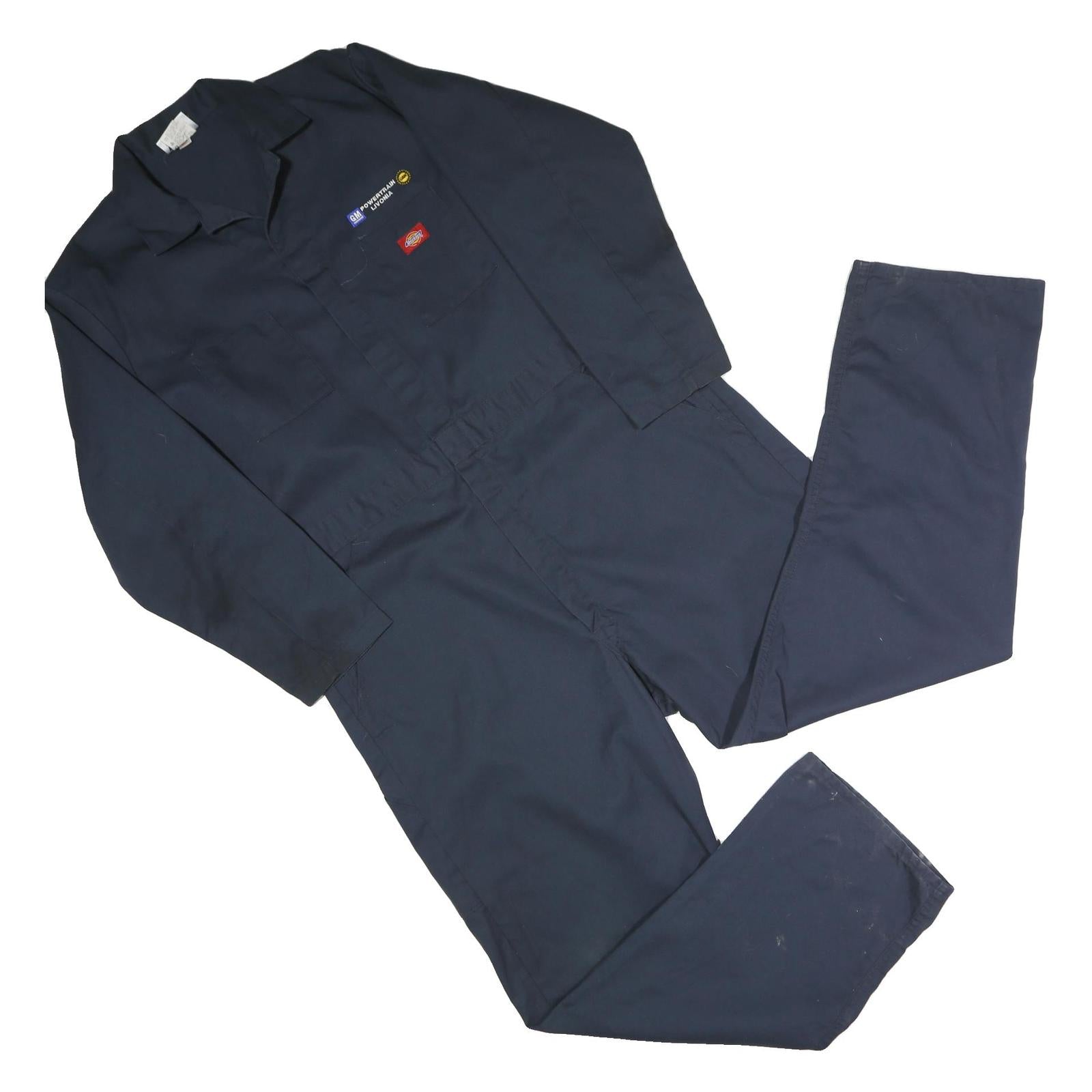 DICKIES Mens Navy Blue Polyester Blend Classic Dungarees XL W44 L31 Workwear