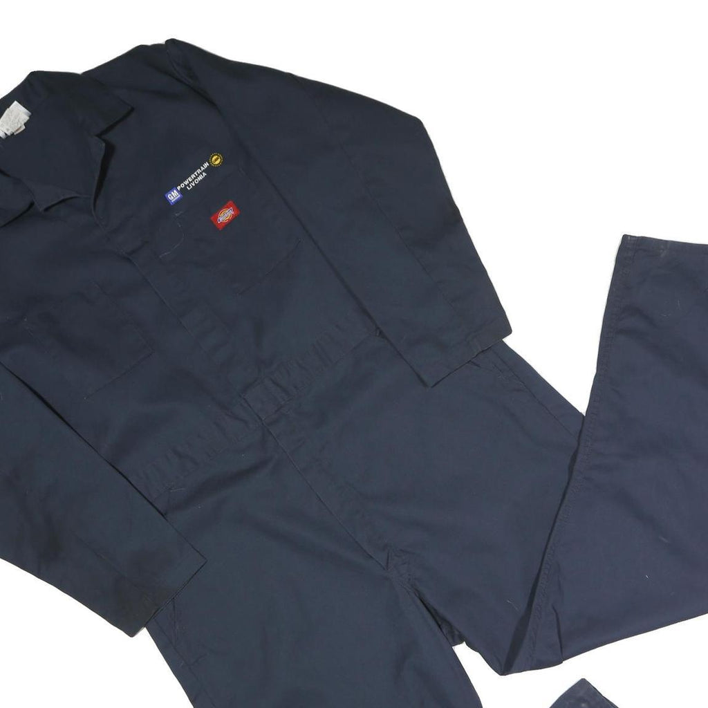 DICKIES Mens Navy Blue Polyester Blend Classic Dungarees XL W44 L31 Workwear