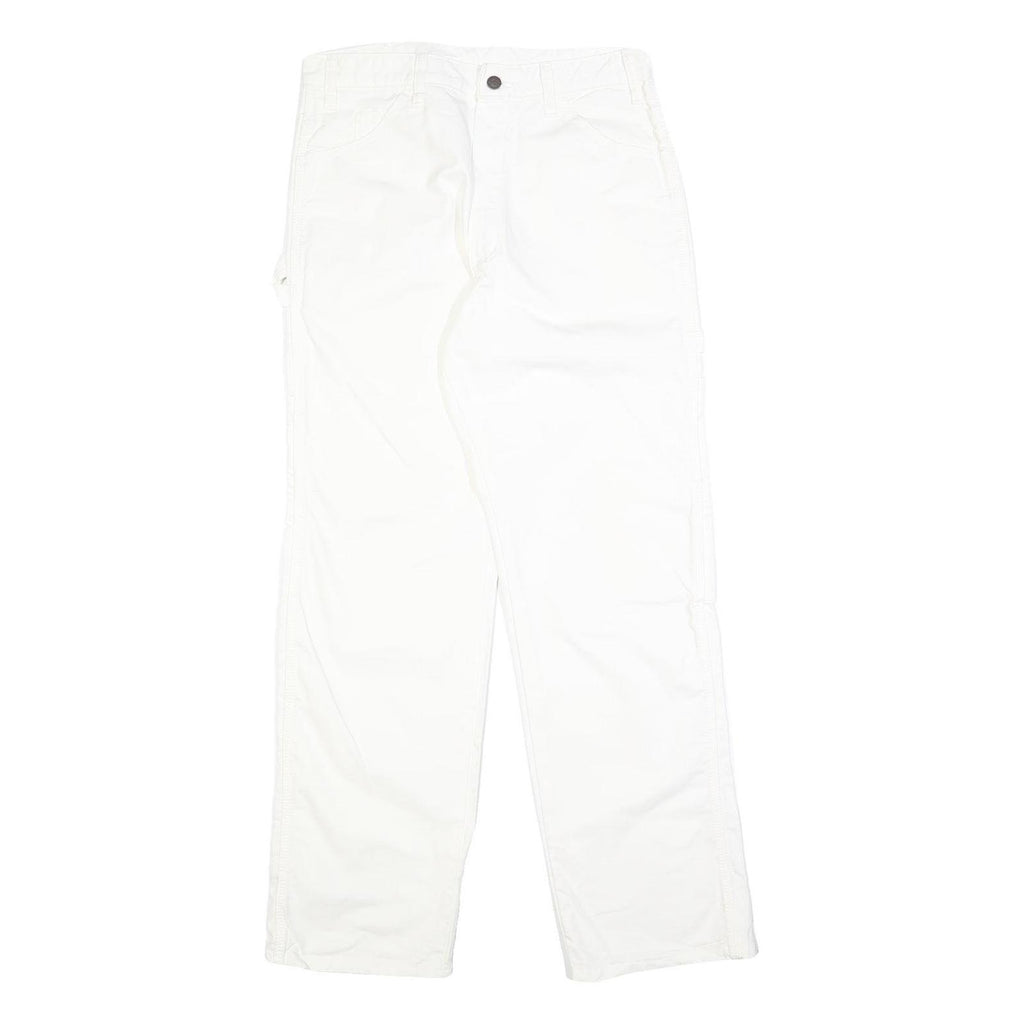 DICKIES Mens White Cotton Regular Straight Trousers W31 L32 Workwear Pants