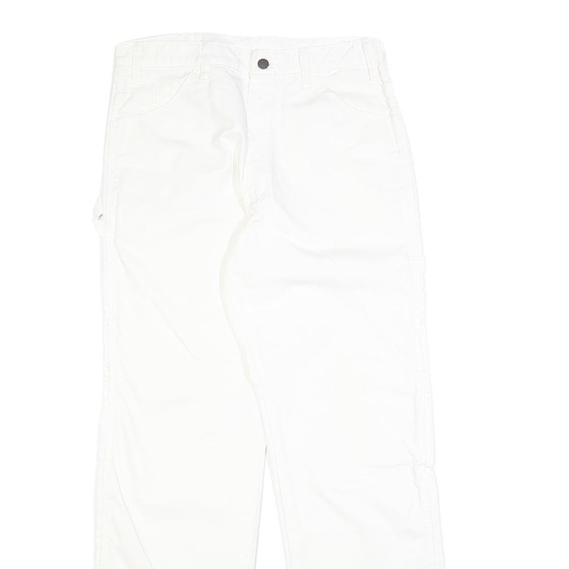 DICKIES Mens White Cotton Regular Straight Trousers W31 L32 Workwear Pants