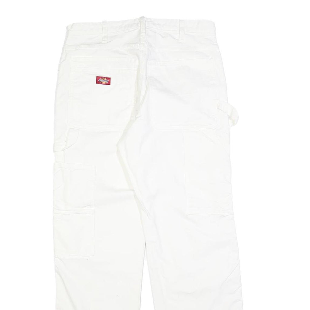 DICKIES Mens White Cotton Regular Straight Trousers W31 L32 Workwear Pants