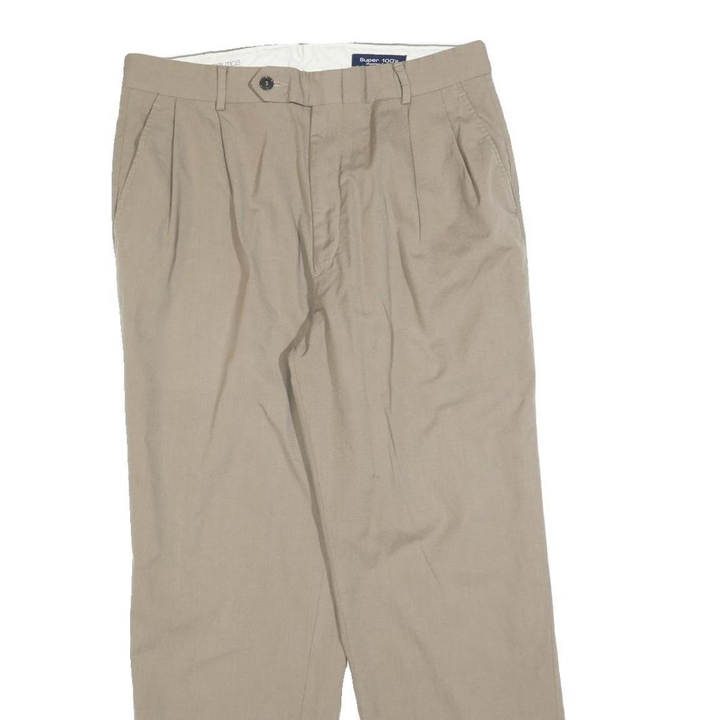 NAUTICA Mens Cotton Blend Beige Regular Fit Straight Trousers W34 L30 Classic