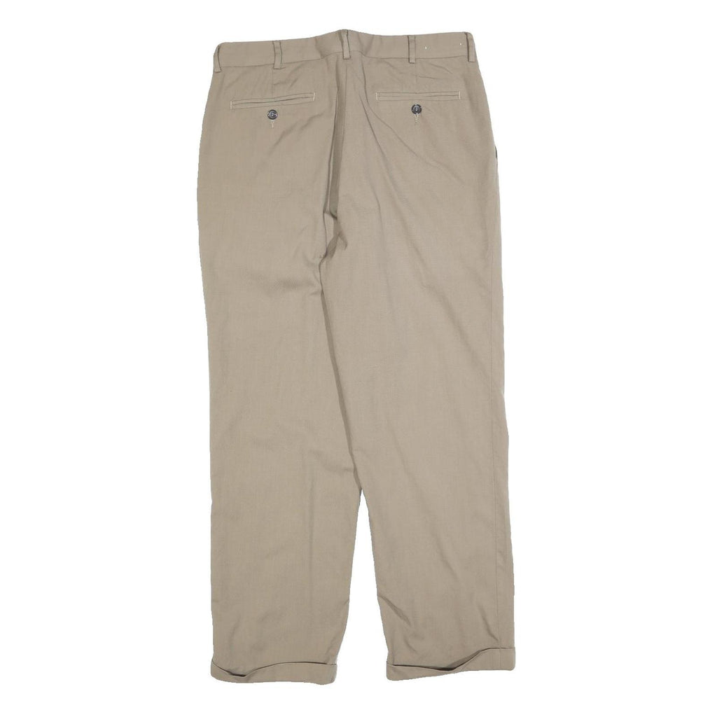 NAUTICA Mens Cotton Blend Beige Regular Fit Straight Trousers W34 L30 Classic