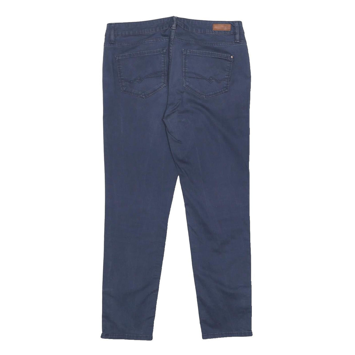 TOMMY HILFIGER Womens Cotton Blend Navy Regular Fit Skinny Trousers W31 L27 Zip