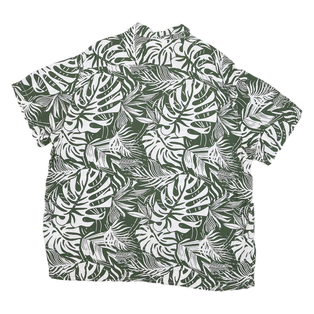 C&A Mens Green & White Tropical Pattern Shirt 2XL Summer Casual Cotton Blend