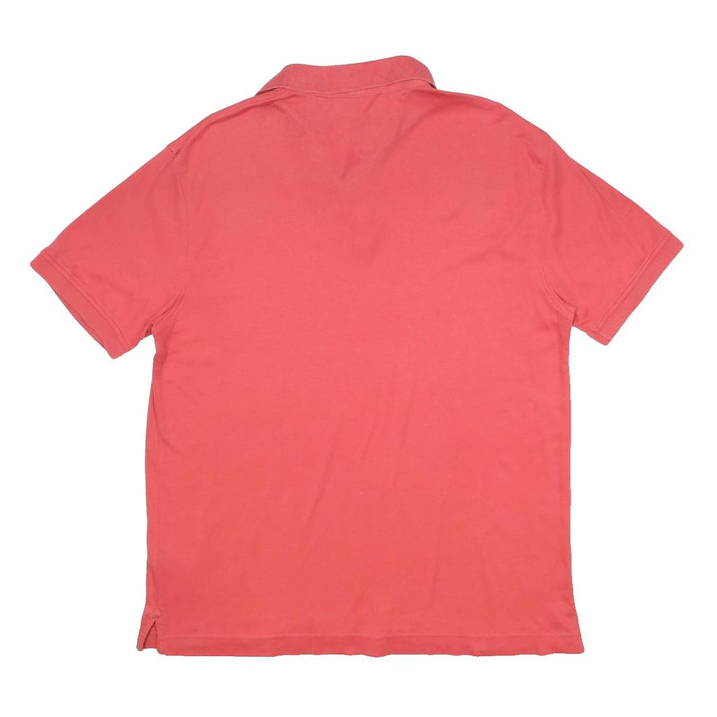 TOMMY HILFIGER Mens Red Short Sleeve Plain Polo Shirt L Cotton Casual
