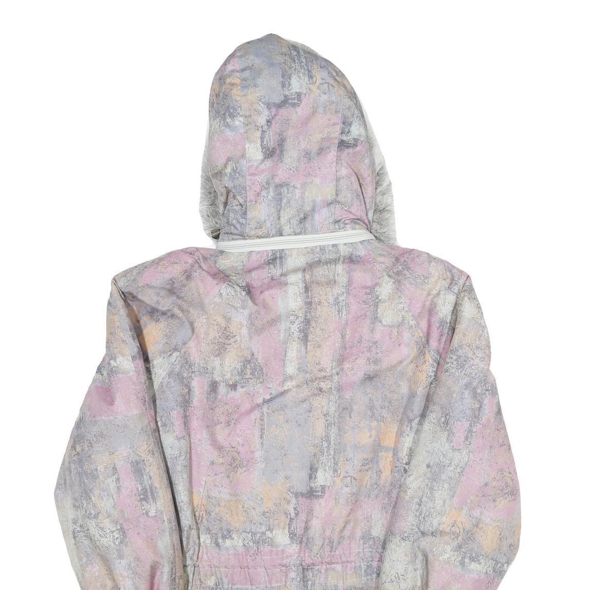 Womens Pink Grey Colourblock Polyester Casual Jacket UK 14 Zip Hooded Long