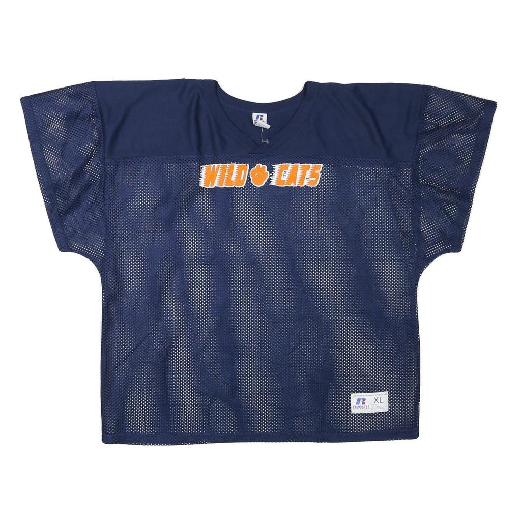 RUSSELL ATHLETIC Mens Navy Wild Cats Graphic T-Shirt XL Short Sleeve V-Neck