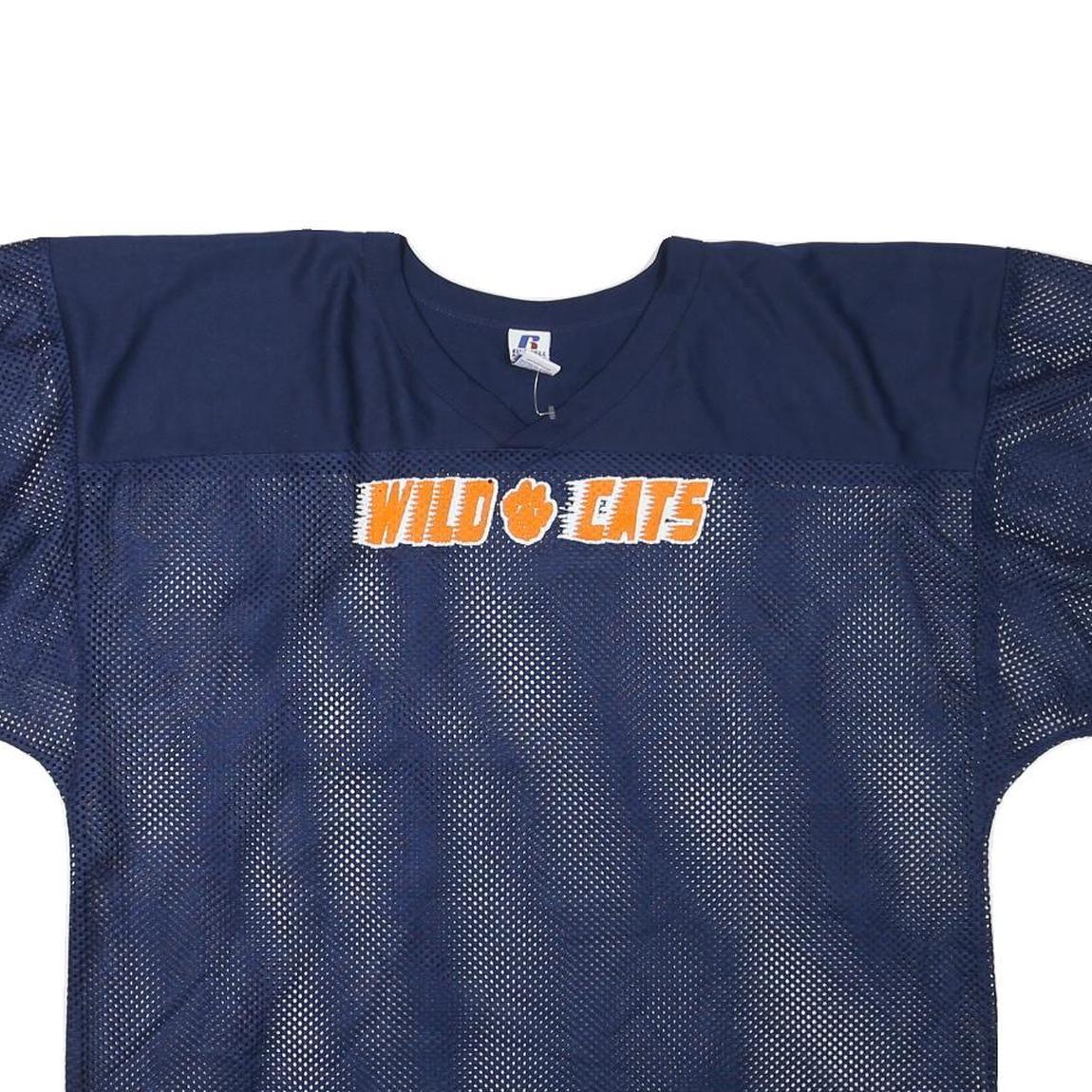 RUSSELL ATHLETIC Mens Navy Wild Cats Graphic T-Shirt XL Short Sleeve V-Neck