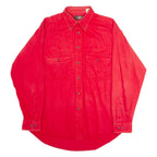 AMERICAN OUTPOST Mens Plain Shirt Red 90s Long Sleeve L