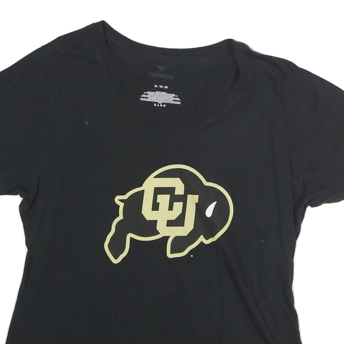 FANATICS Mens Black Cotton Graphic T-Shirt XL V-Neck Short Sleeve Casual Wear