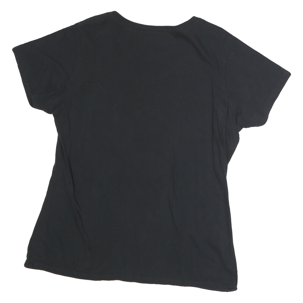 FANATICS Mens Black Cotton Graphic T-Shirt XL V-Neck Short Sleeve Casual Wear