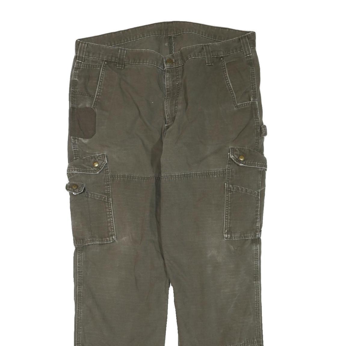 CARHARTT Mens Regular Fit Cotton Blend Cargo Trousers Brown W40 L33 Durable