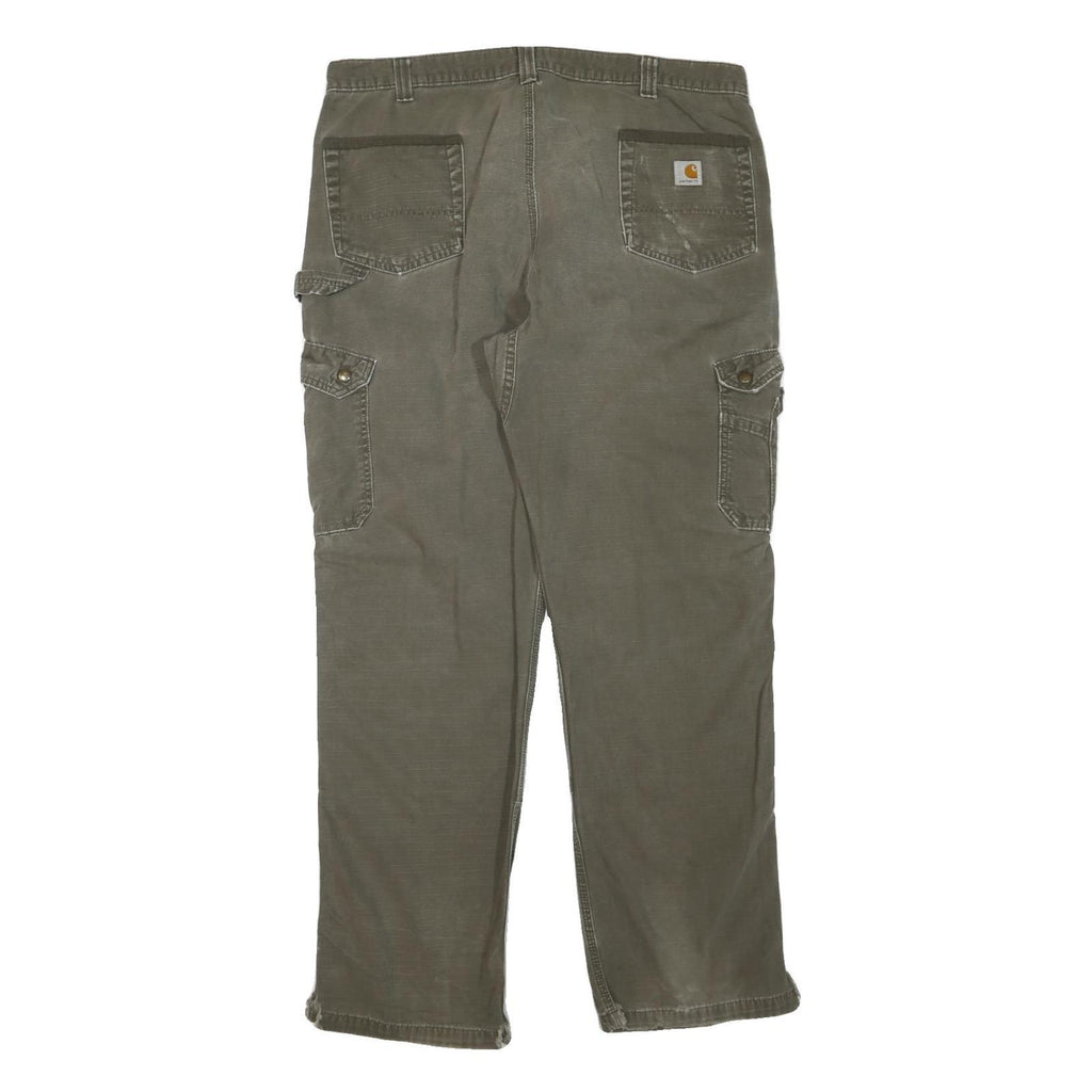 CARHARTT Mens Regular Fit Cotton Blend Cargo Trousers Brown W40 L33 Durable