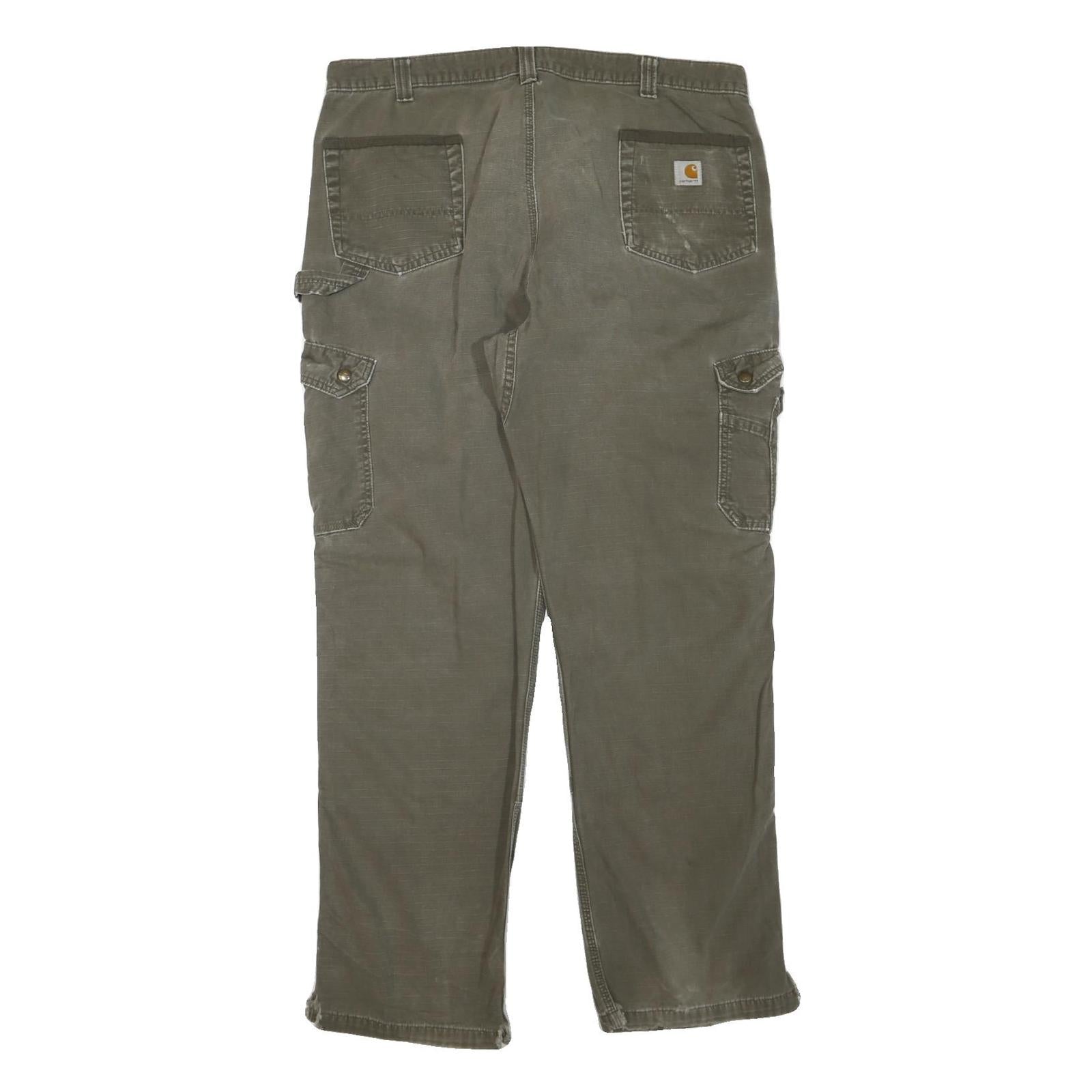 CARHARTT Mens Regular Fit Cotton Blend Cargo Trousers Brown W40 L33 Durable