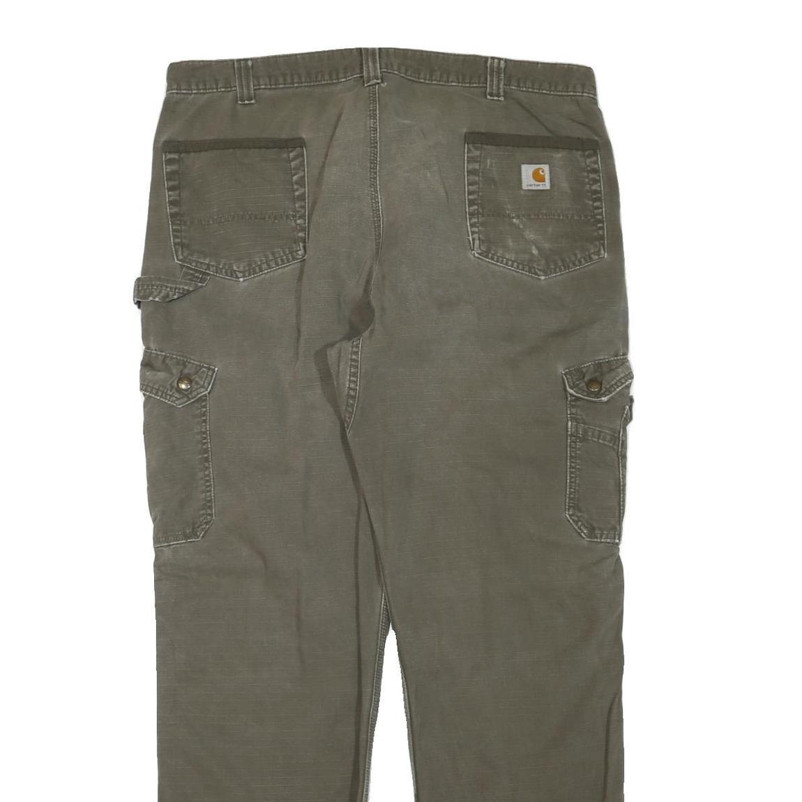 CARHARTT Mens Regular Fit Cotton Blend Cargo Trousers Brown W40 L33 Durable