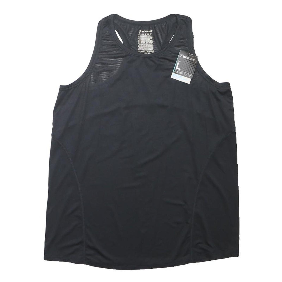 WORKOUT Womens Black Sports Vest Sleeveless Crew Neck Polyester Blend L Gym Top