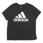 ADIDAS Mens Black White Logo T-Shirt XL Short Sleeve Crew Neck Cotton Blend