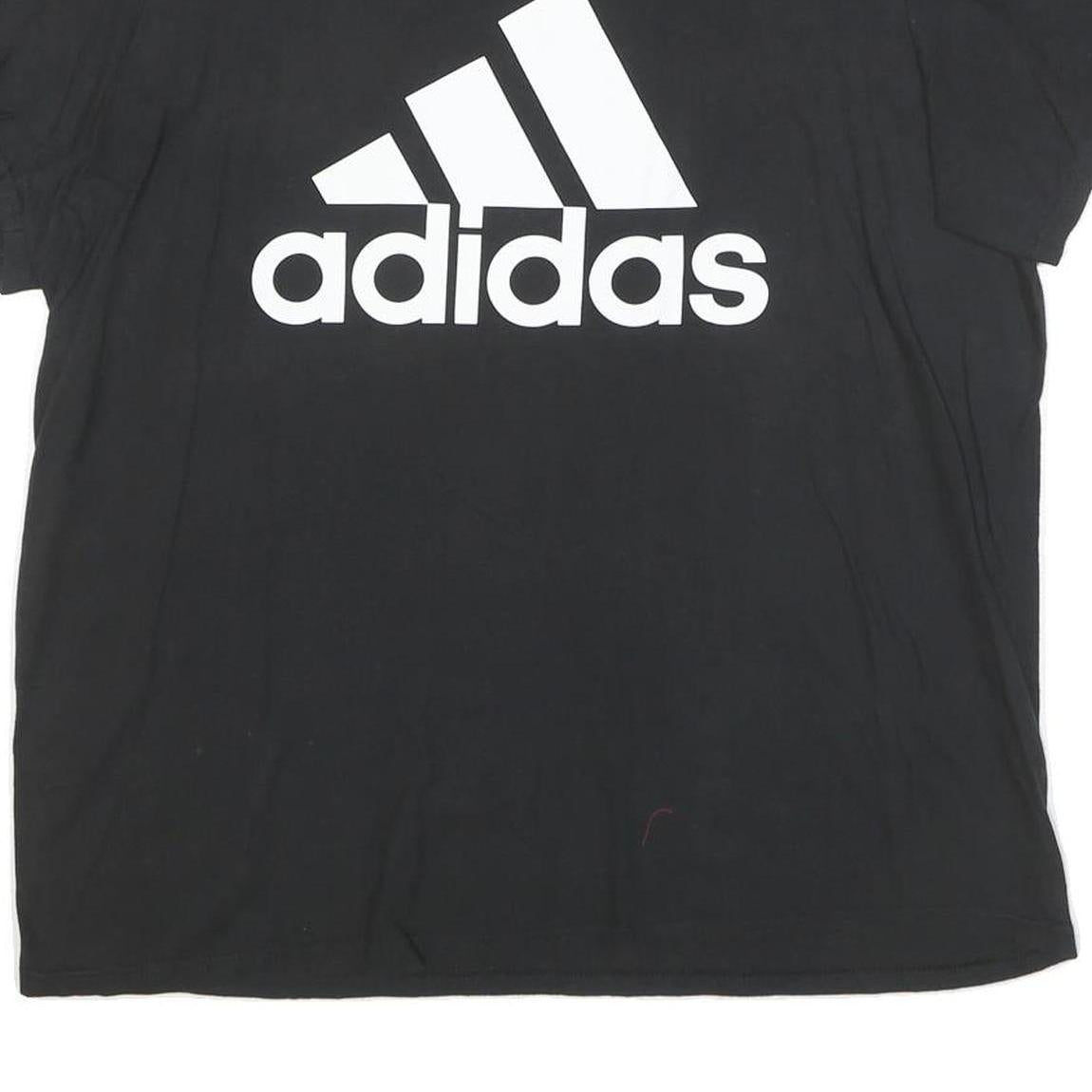 ADIDAS Mens Black White Logo T-Shirt XL Short Sleeve Crew Neck Cotton Blend