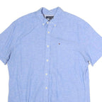 TOMMY HILFIGER Mens Blue Plain Shirt M Classic Cotton Button-Down Collar