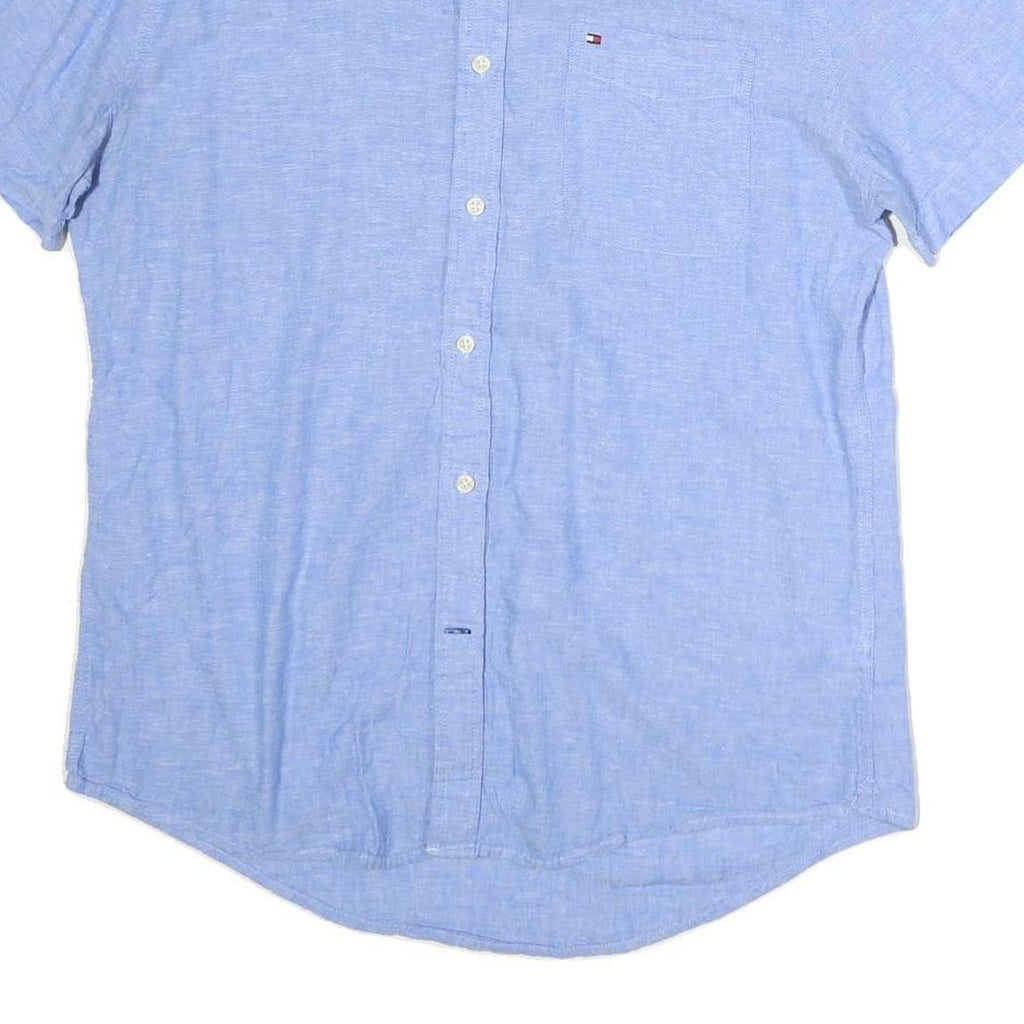 TOMMY HILFIGER Mens Blue Plain Shirt M Classic Cotton Button-Down Collar