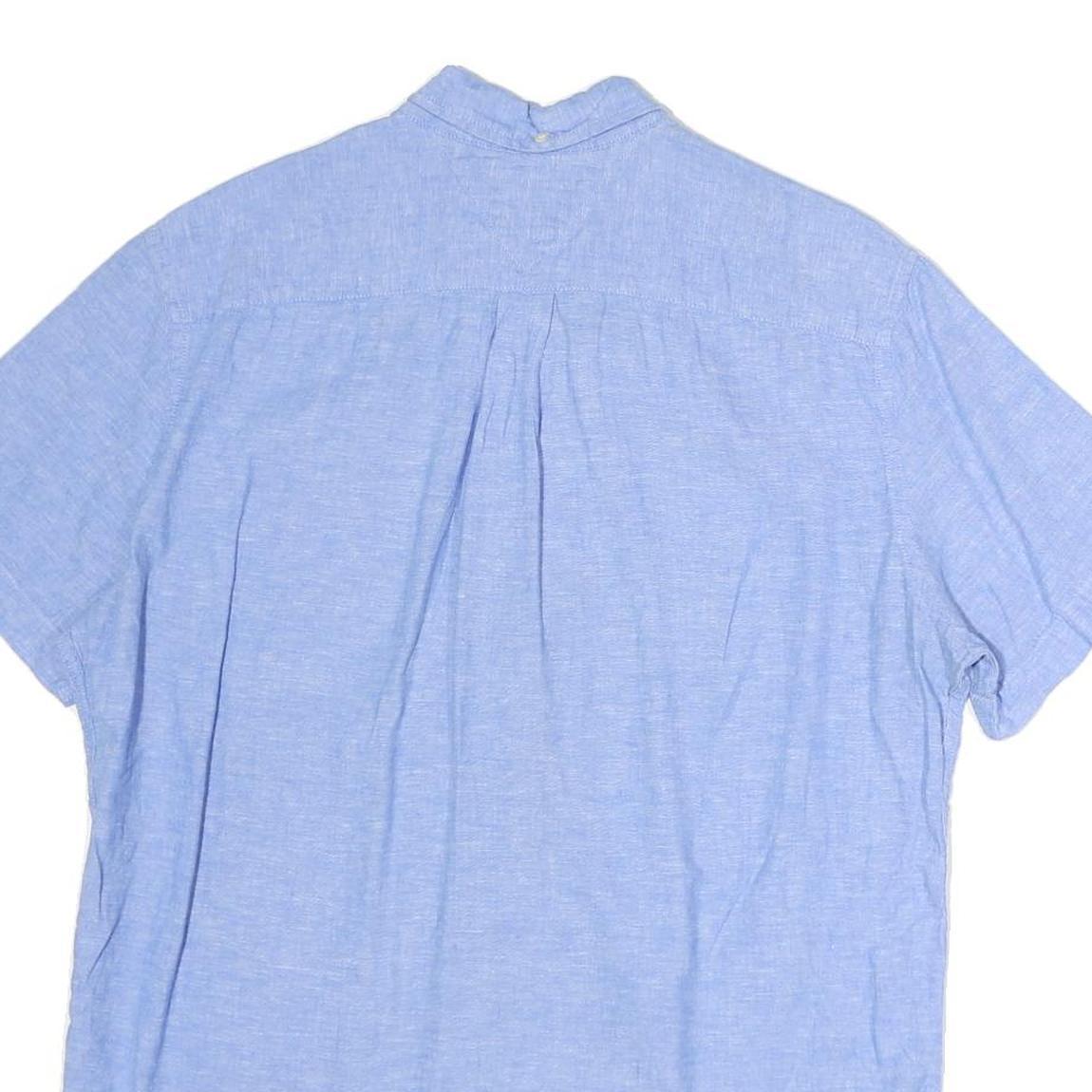 TOMMY HILFIGER Mens Blue Plain Shirt M Classic Cotton Button-Down Collar