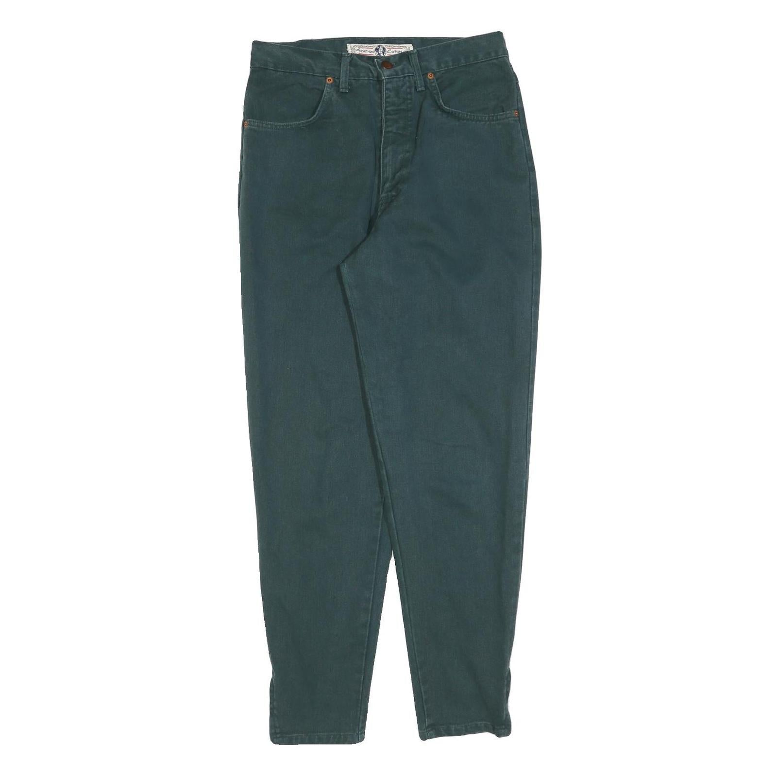 STATION COTON Womens Regular Fit Blue Denim Jeans W28 L28 Zip Closure Stylish