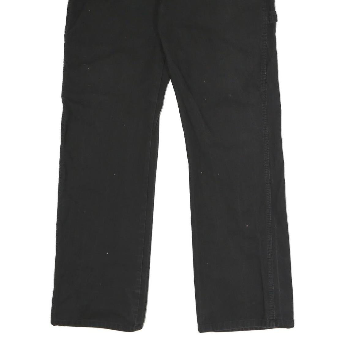 DICKIES Mens Black Cotton Blend Regular Straight Trousers W33 L32 Workwear