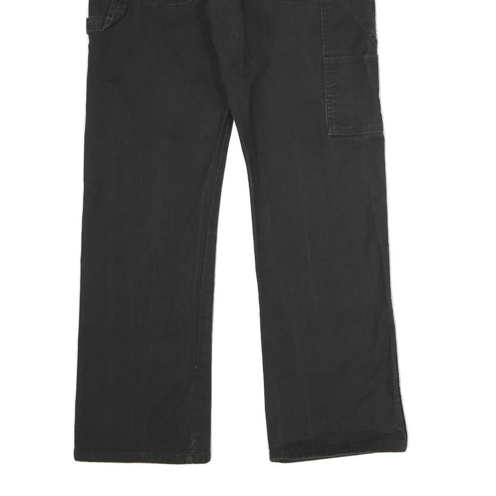 DICKIES Mens Black Cotton Blend Regular Straight Trousers W33 L32 Workwear