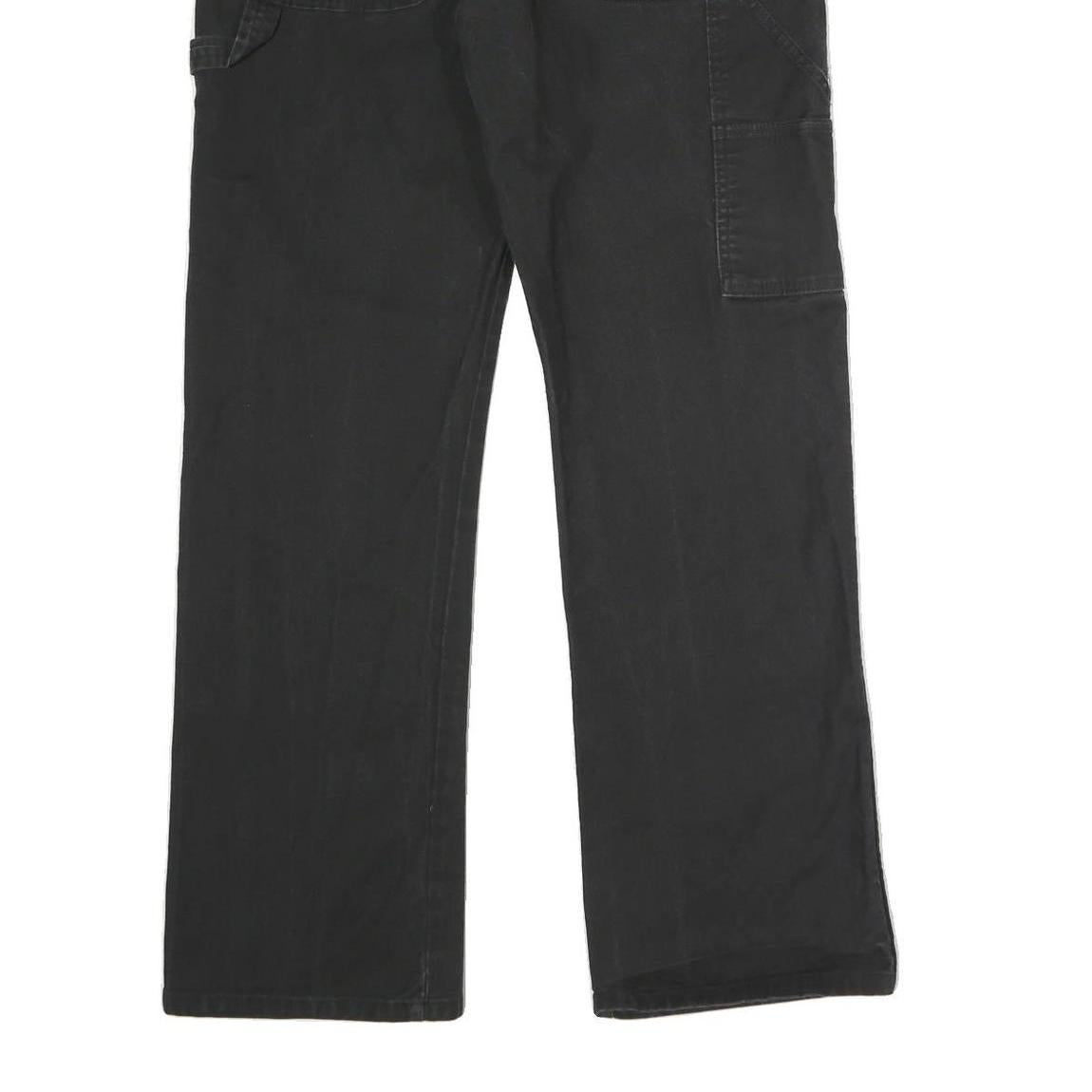 DICKIES Mens Black Cotton Blend Regular Straight Trousers W33 L32 Workwear
