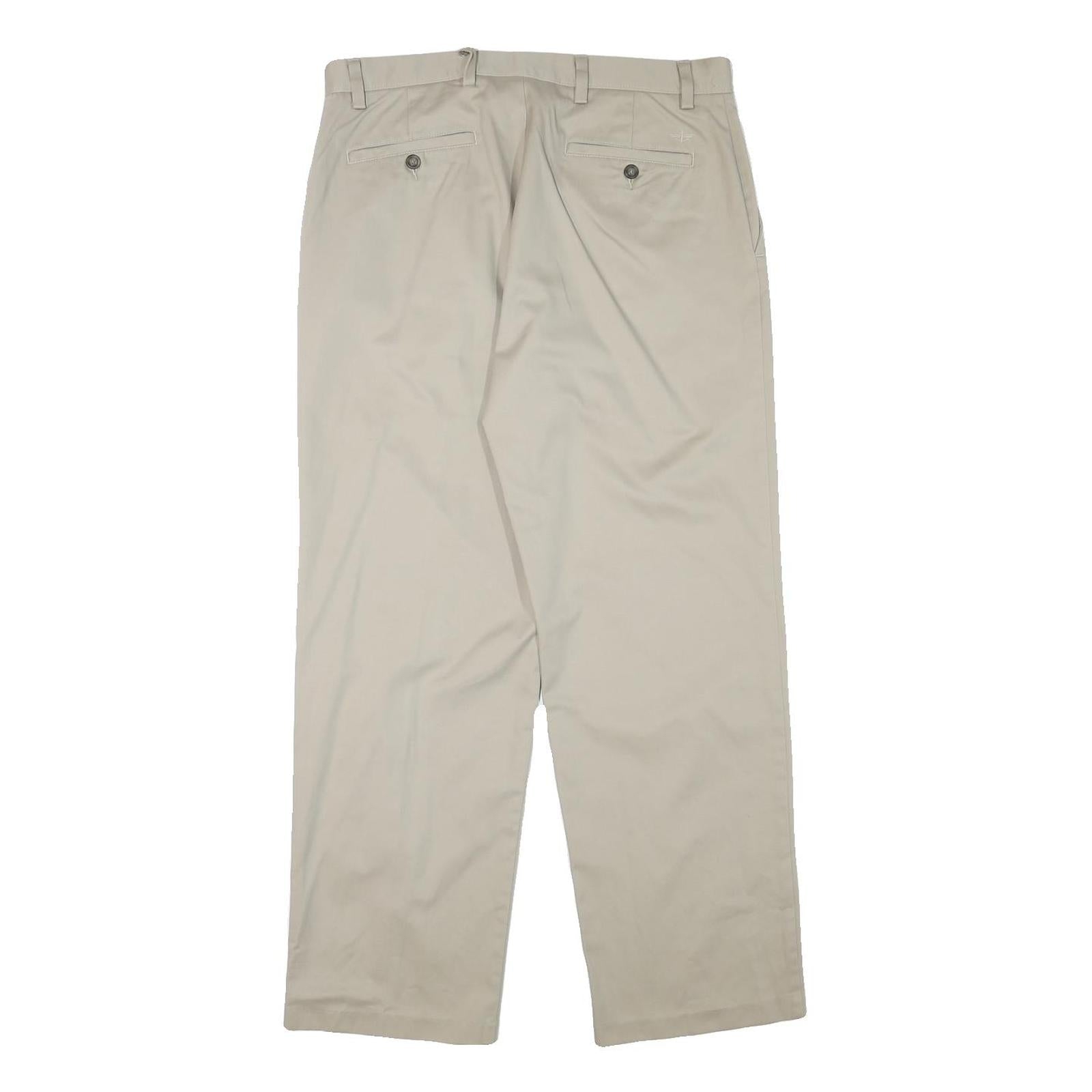 DOCKERS Mens Cotton Blend Beige Regular Fit Straight Leg Trousers W33 L29