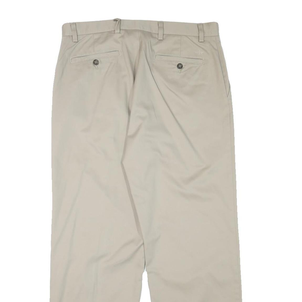DOCKERS Mens Cotton Blend Beige Regular Fit Straight Leg Trousers W33 L29