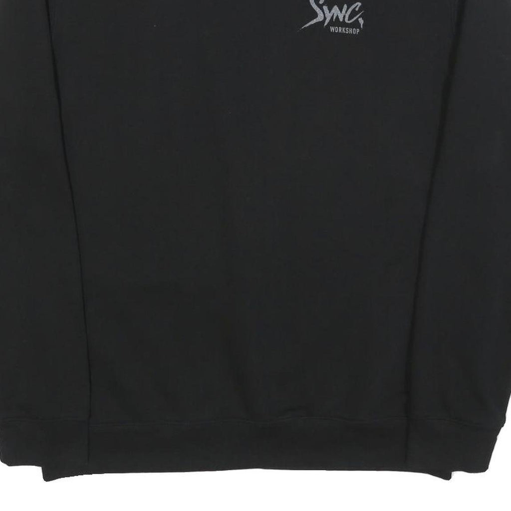 SYNC Mens Black Sweatshirt Workshop Print Crew Neck XL Casual Pullover