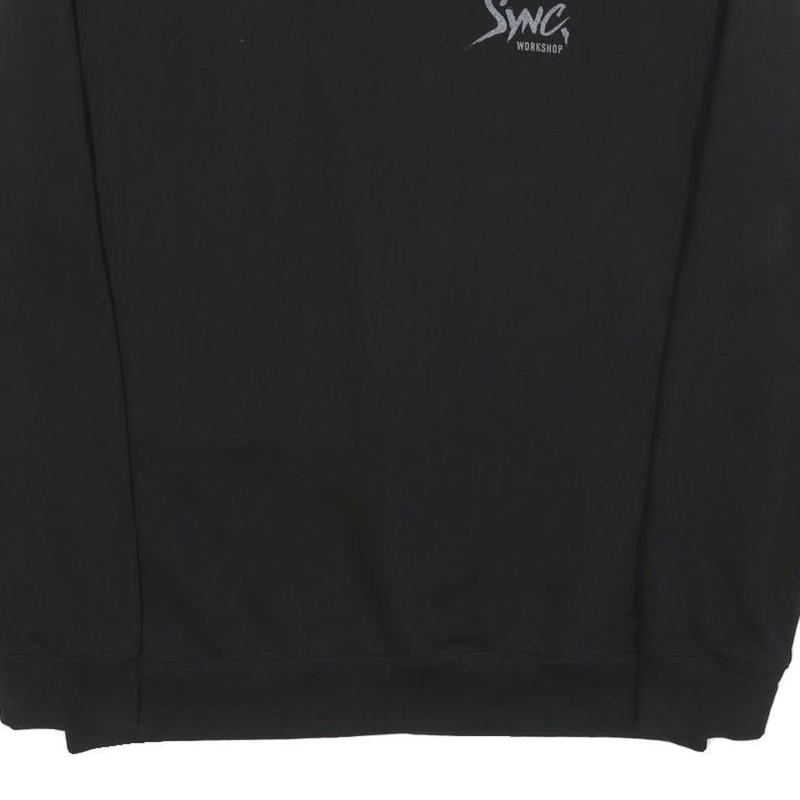 SYNC Mens Black Sweatshirt Workshop Print Crew Neck XL Casual Pullover