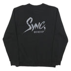 SYNC Mens Black Sweatshirt Workshop Print Crew Neck XL Casual Pullover