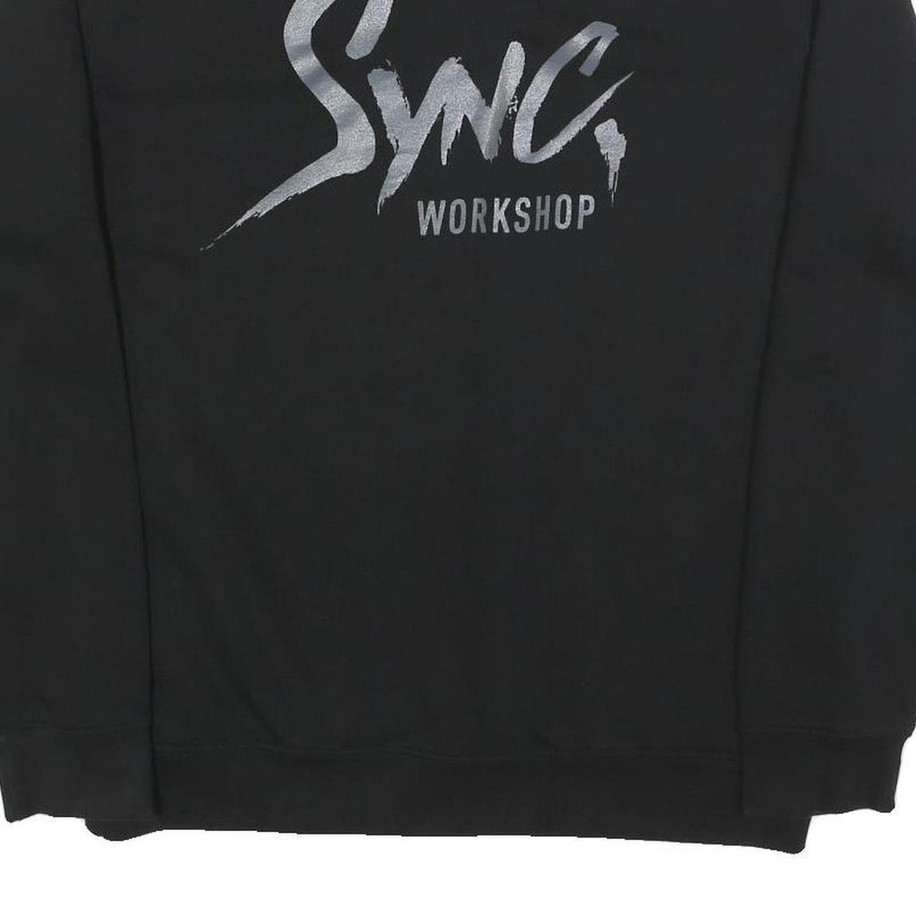 SYNC Mens Black Sweatshirt Workshop Print Crew Neck XL Casual Pullover