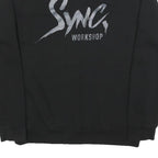 SYNC Mens Black Sweatshirt Workshop Print Crew Neck XL Casual Pullover