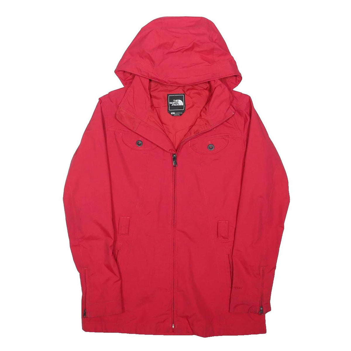 THE NORTH FACE Womens Red Jacket S Polyester Blend Zip Hooded Outdoor Waterproof